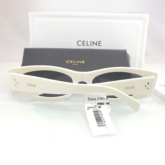 NWT$440 CELINE CL40245U 25A Shiny White 55-19-135 Sunglasses AUTHENTIC main image 10